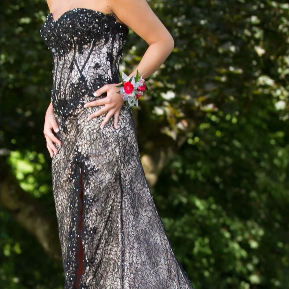 Mori Lee black lace dress
